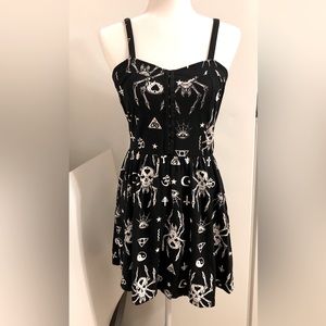 Vtg Jawbreaker Brand Skater Dress Spider Skulls Tarot Symbols Goth Punk Sz L